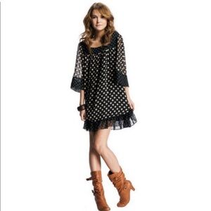 🖤 Jovovich Hawk Polka Dot mini boho dress